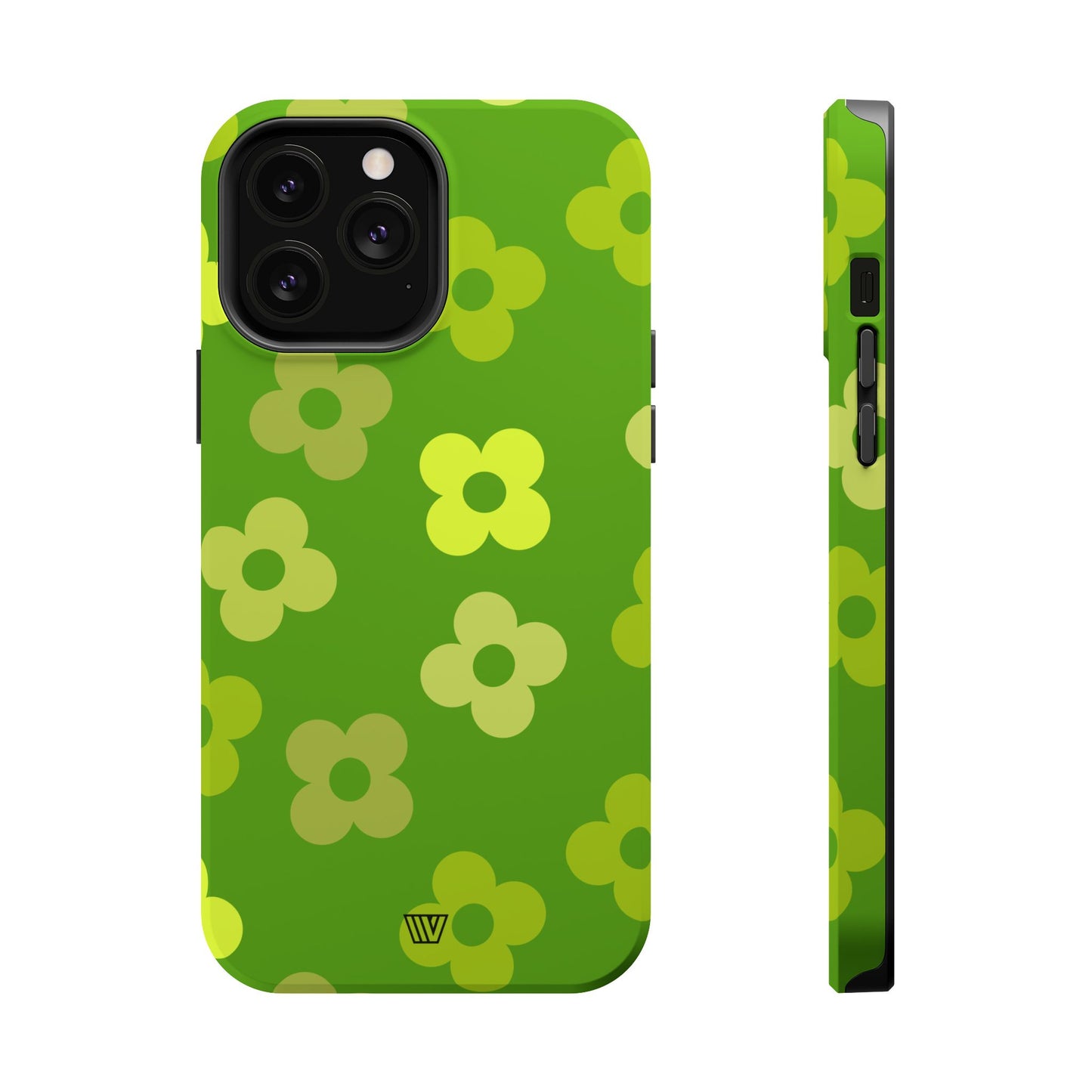 GREEN RETRO FLOWERS | MagSafe Tough iPhone Case