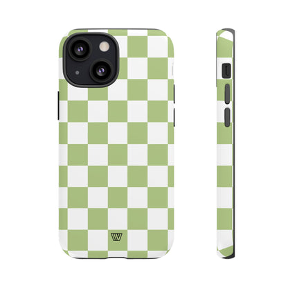 PALE OLIVE WHITE CHECKERBOARD | Tough Phone Case