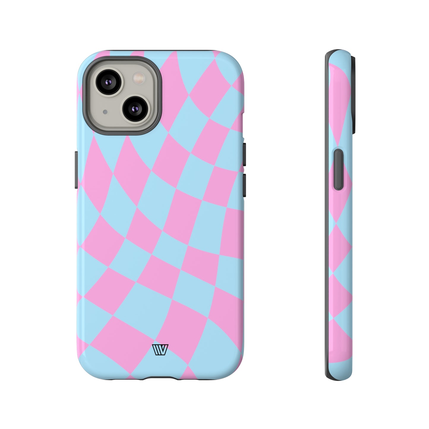 BLUE PINK CURVY CHECKERBOARD | Tough Phone Case - Trovvve