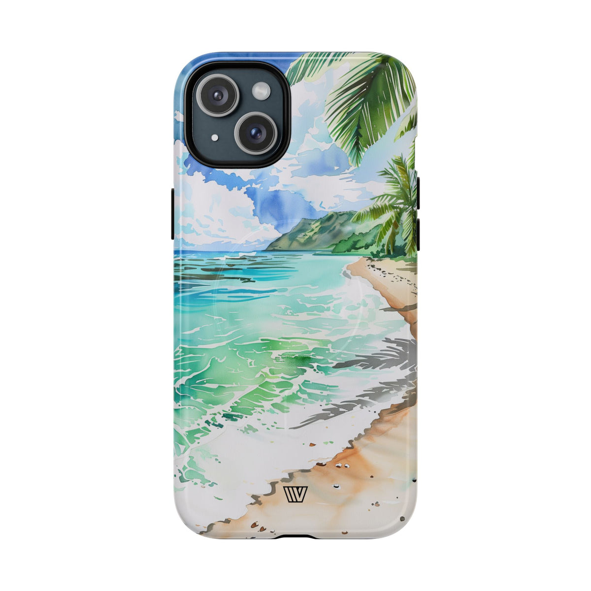 Watercolor Beach MagSafe Tough iPhone Case – iPhone 15 Plus, Glossy