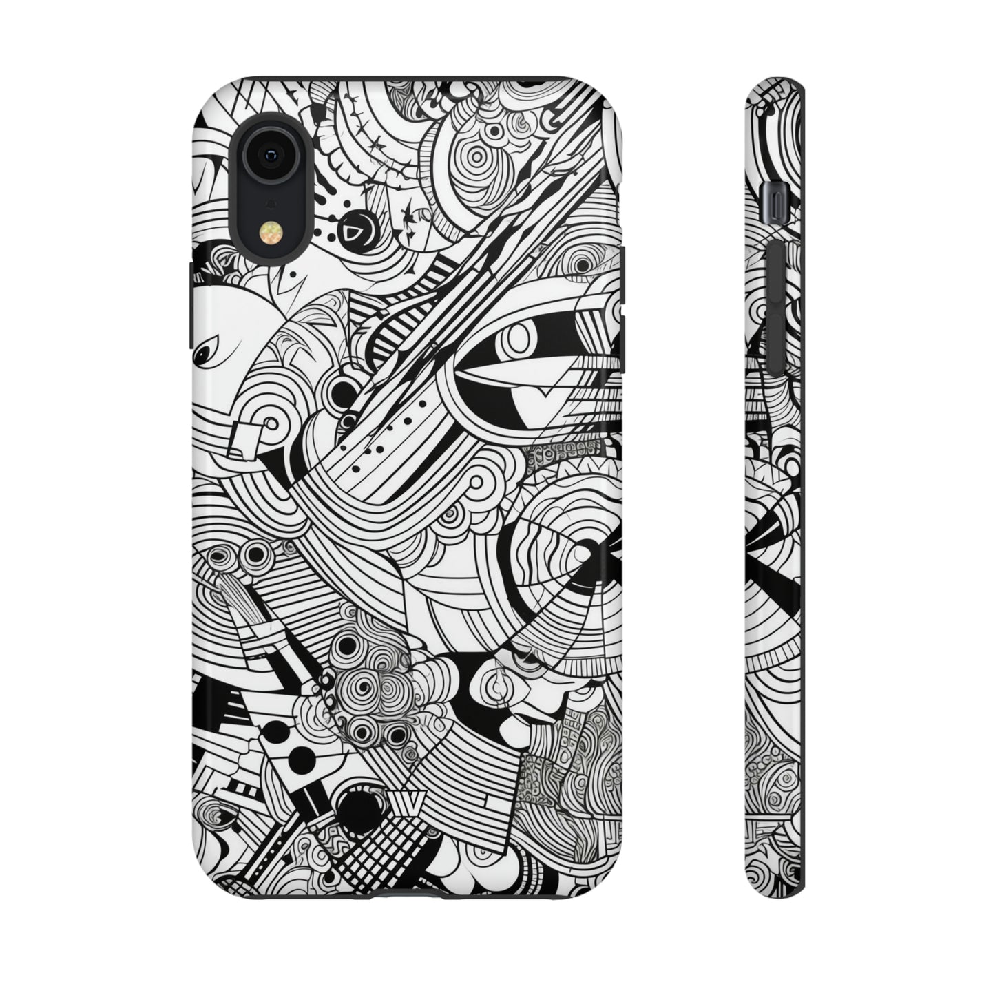 B&W ABSTRACT DOODLE | Tough Phone Case - Trovvve