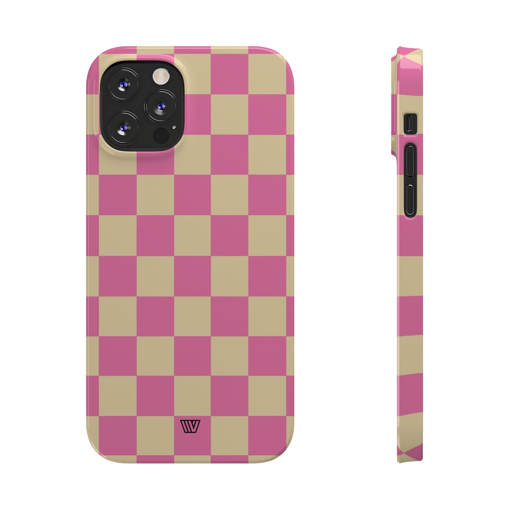 PINK TAN CHECKERBOARD | Slim iPhone Case - Trovvve