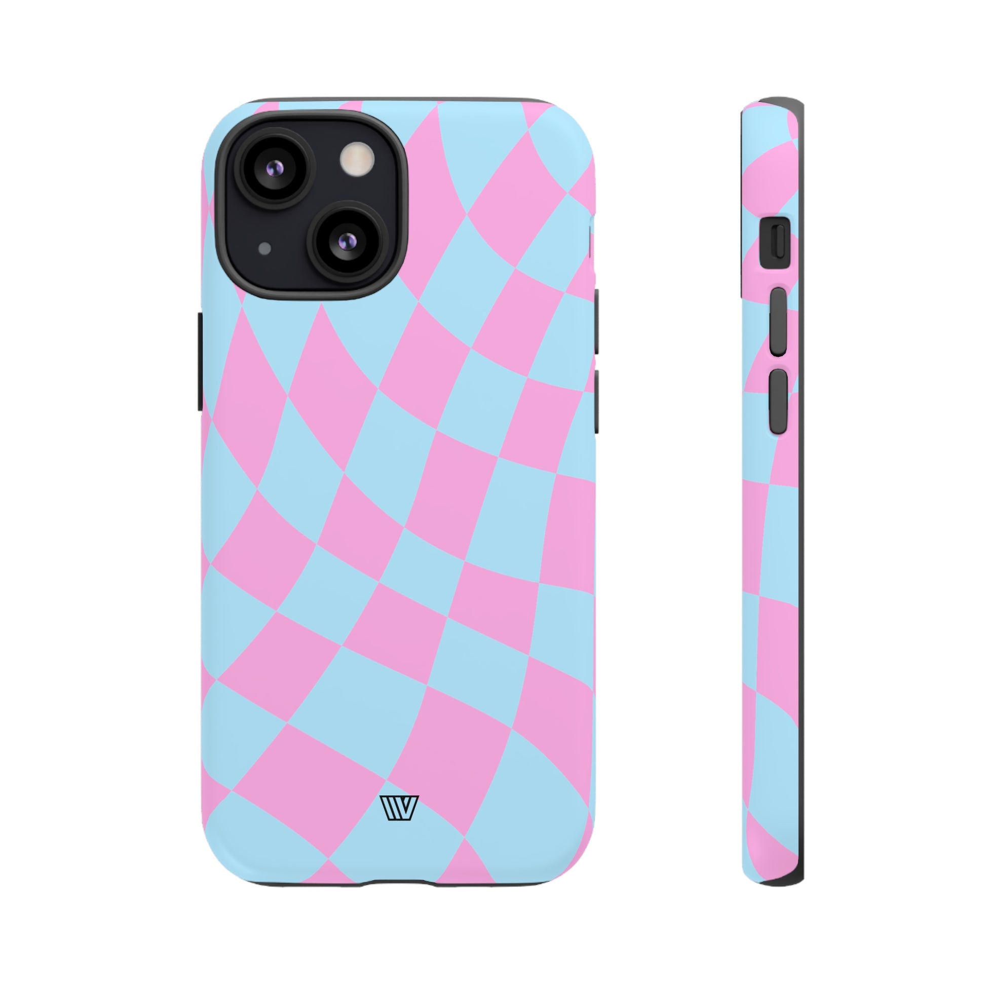 BLUE PINK CURVY CHECKERBOARD | Tough Phone Case - Trovvve