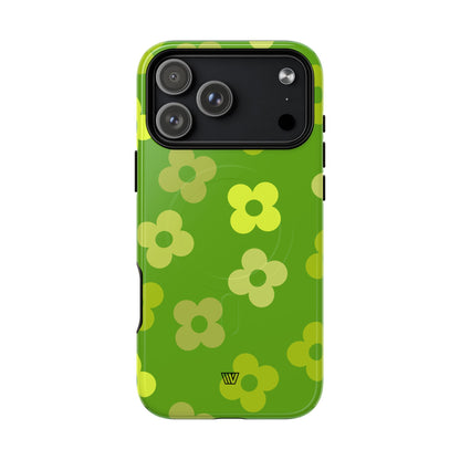 Green Retro Flowers MagSafe Tough iPhone Case – iPhone 17 Pro Max, Glossy