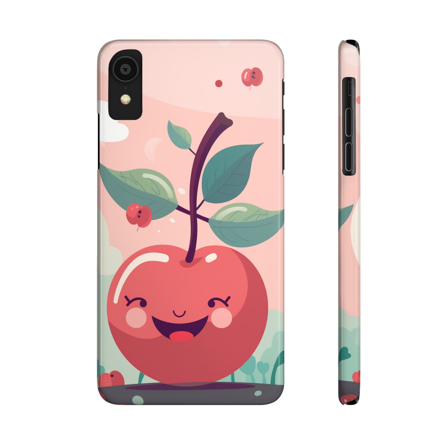 CHERRY FRUIT FACE | Slim iPhone Case - Trovvve