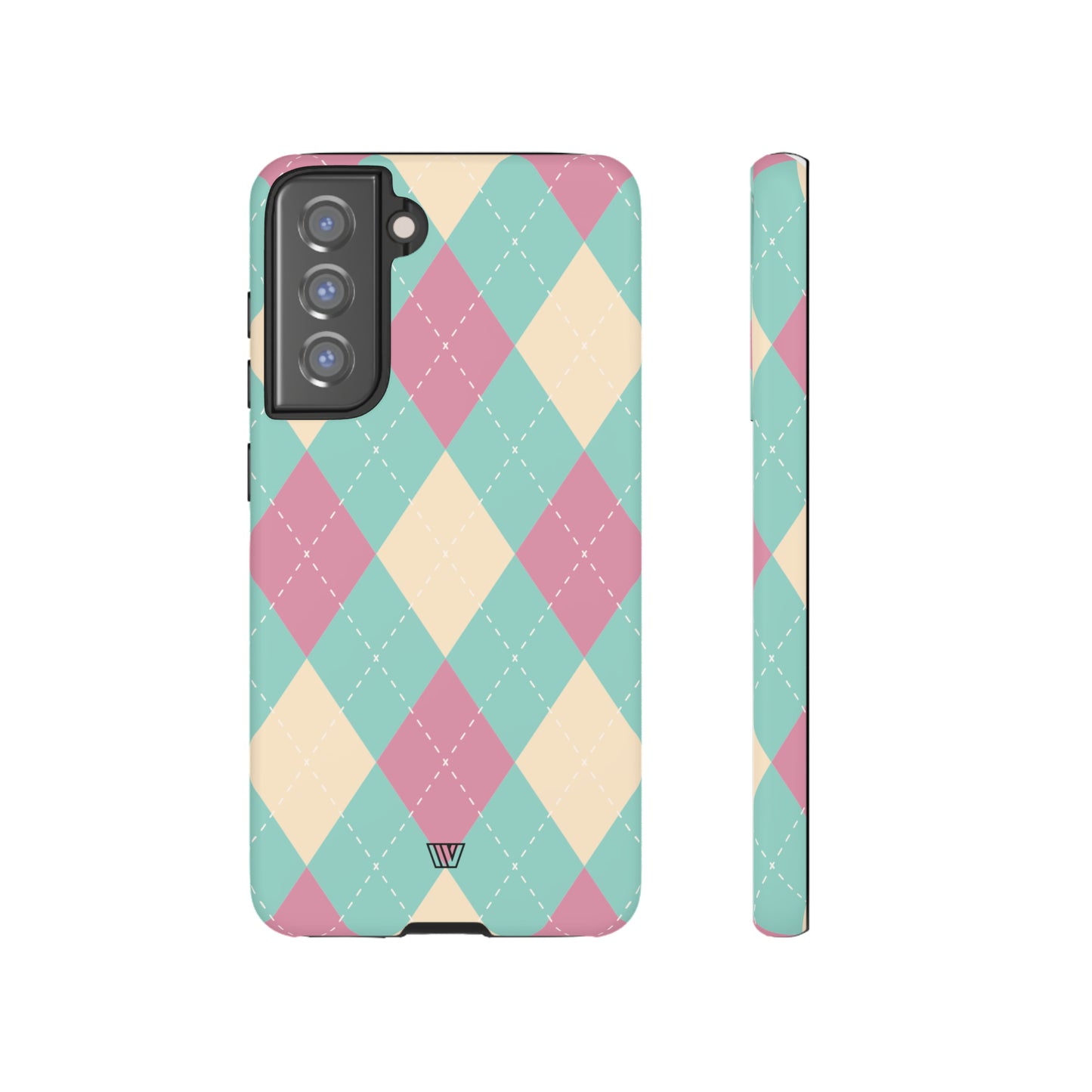 BLUE PINK BEIGE ARGYLE | Tough Phone Case