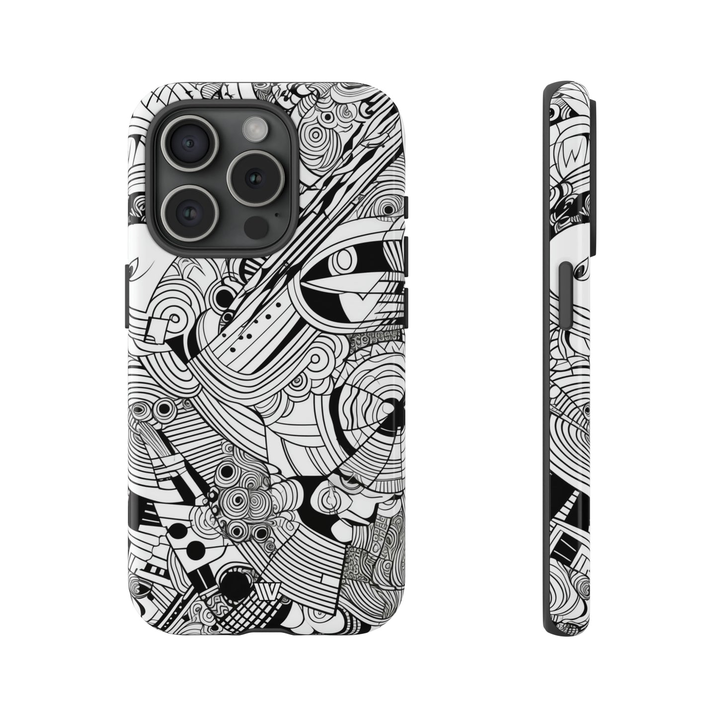 B&W ABSTRACT DOODLE | Tough Phone Case - Trovvve