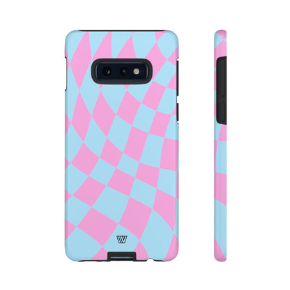 BLUE PINK CURVY CHECKERBOARD | Tough Phone Case - Trovvve