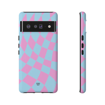 BLUE PINK CURVY CHECKERBOARD | Tough Phone Case - Trovvve