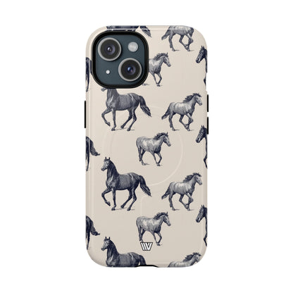 Horse Sketches MagSafe Tough iPhone Case – iPhone 15, Glossy