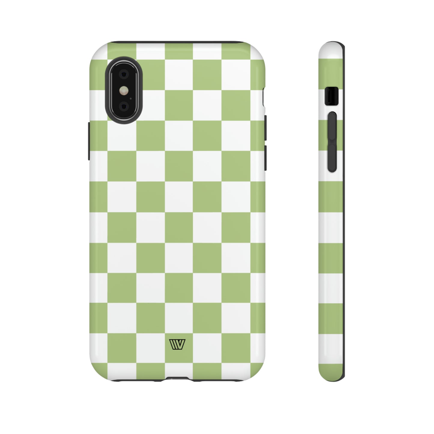 PALE OLIVE WHITE CHECKERBOARD | Tough Phone Case - Trovvve