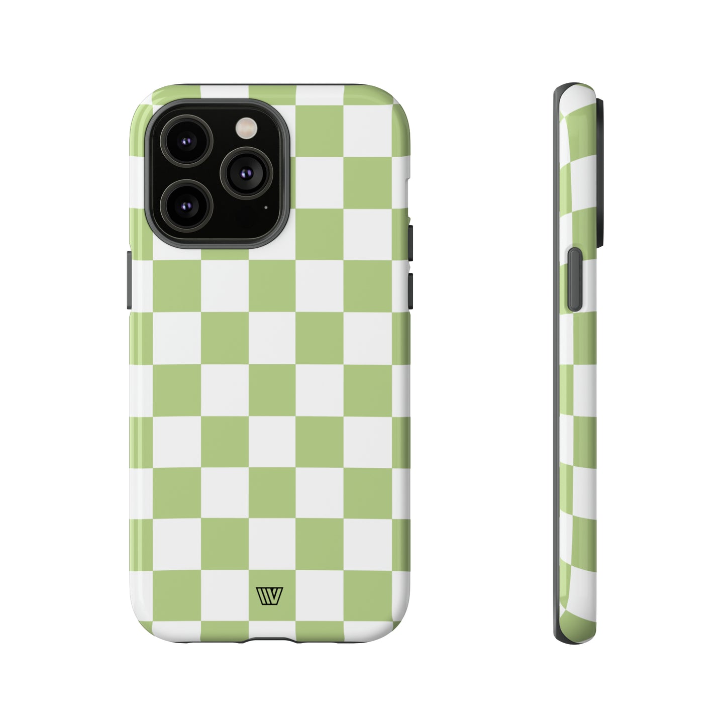 PALE OLIVE WHITE CHECKERBOARD | Tough Phone Case - Trovvve