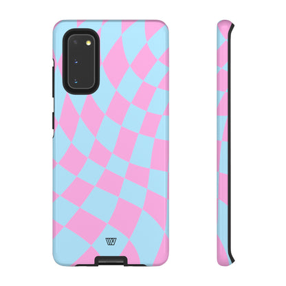 BLUE PINK CURVY CHECKERBOARD | Tough Phone Case - Trovvve