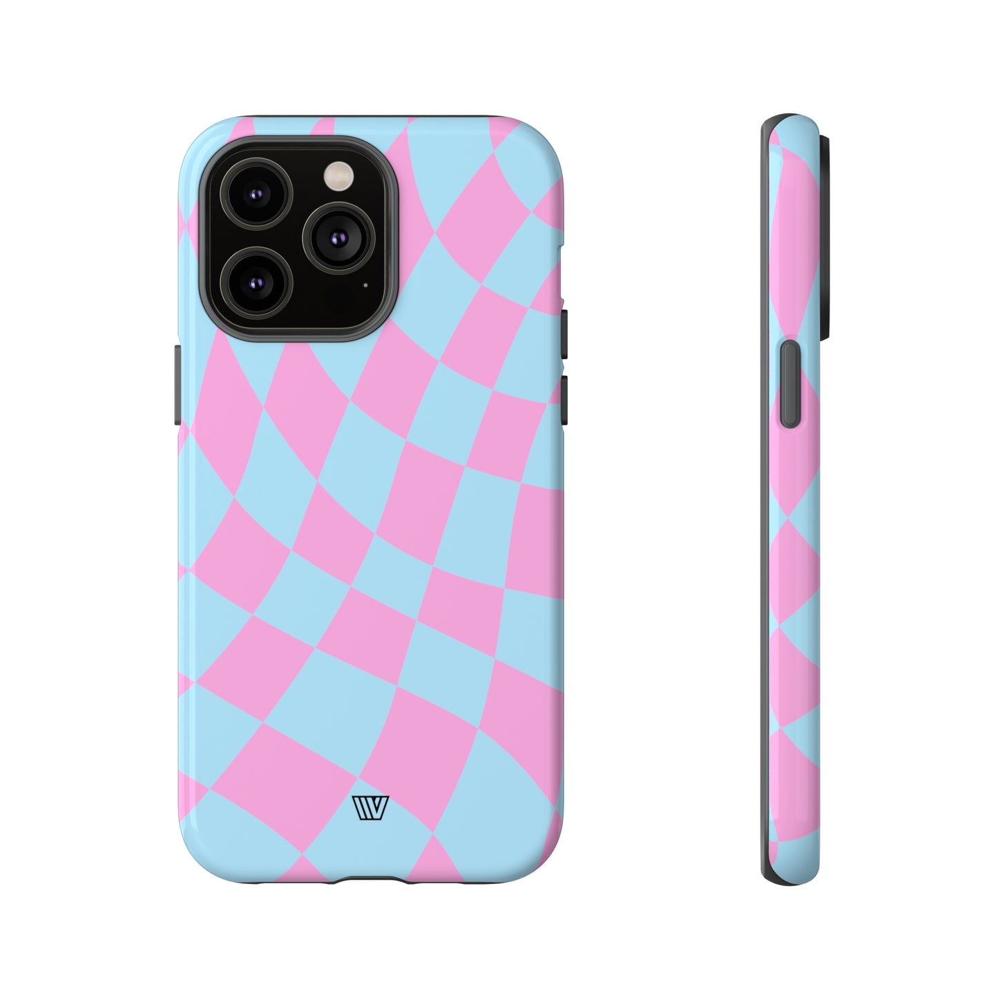 BLUE PINK CURVY CHECKERBOARD | Tough Phone Case - Trovvve