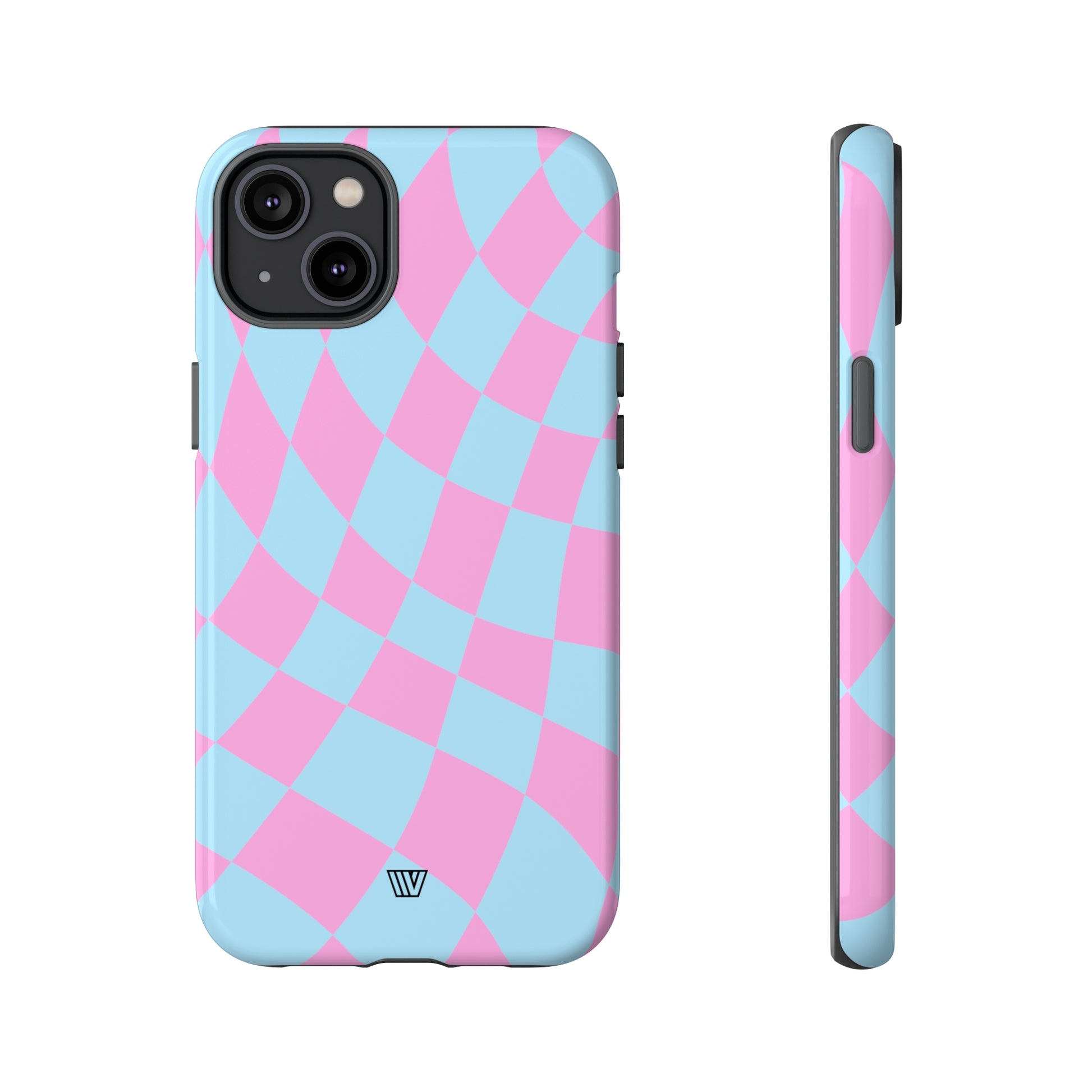 BLUE PINK CURVY CHECKERBOARD | Tough Phone Case - Trovvve