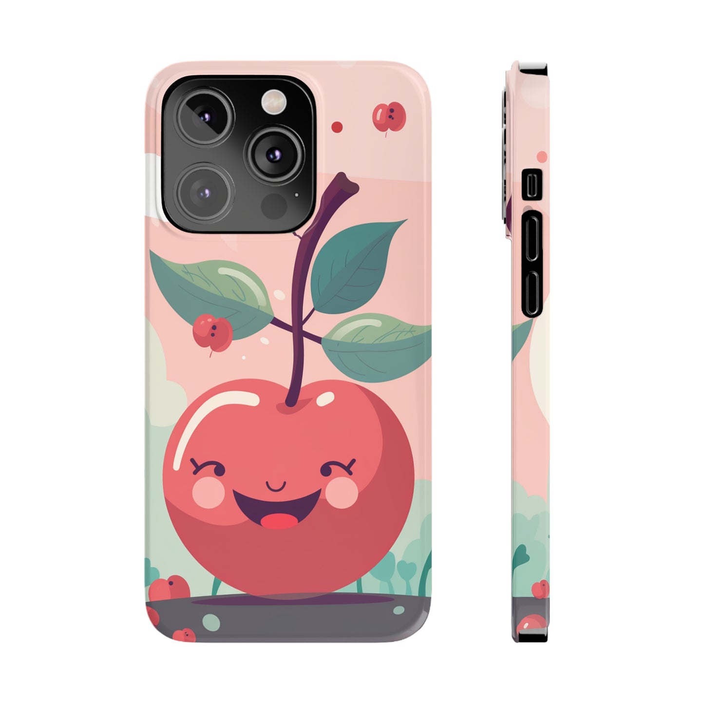 CHERRY FRUIT FACE | Slim iPhone Case - Trovvve