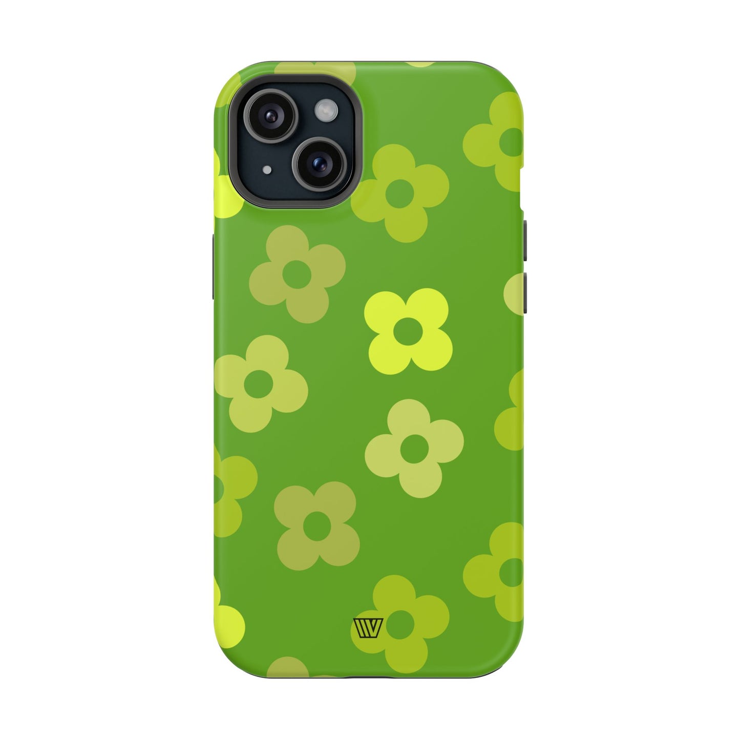 GREEN RETRO FLOWERS | MagSafe Tough iPhone Case