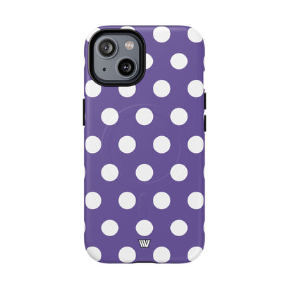 Purple Polka Dots MagSafe Tough iPhone Case – iPhone 14, Matte