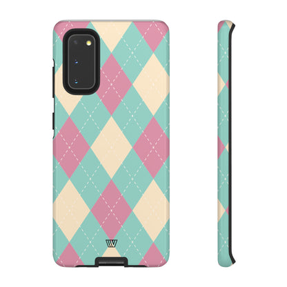 BLUE PINK BEIGE ARGYLE | Tough Phone Case