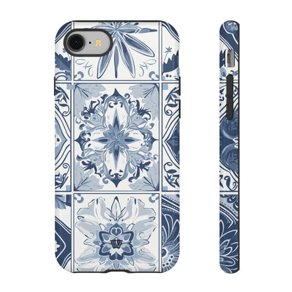 BLUE WHITE TILE | Tough Phone Case - Trovvve