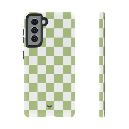 PALE OLIVE WHITE CHECKERBOARD | Tough Phone Case