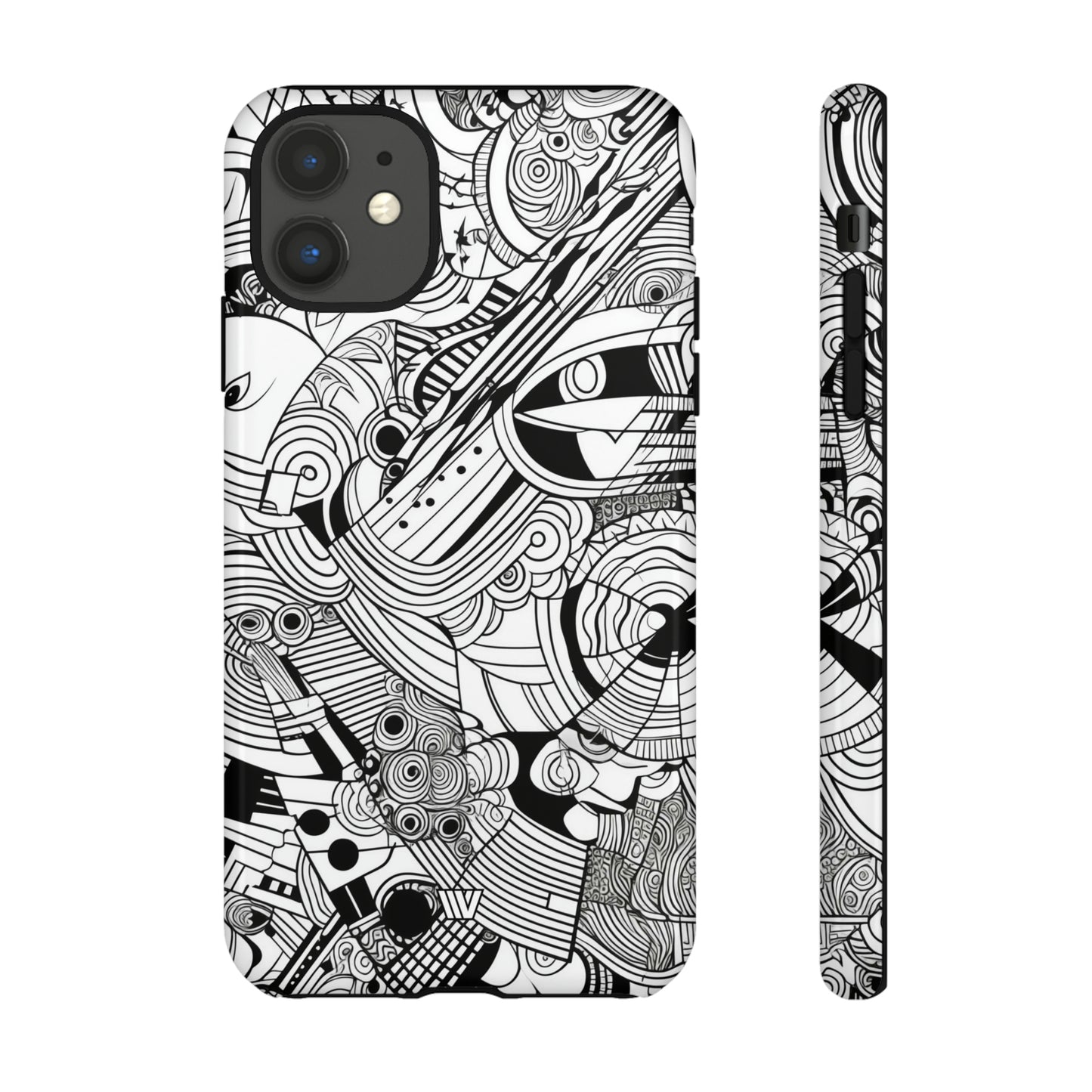 B&W ABSTRACT DOODLE | Tough Phone Case - Trovvve