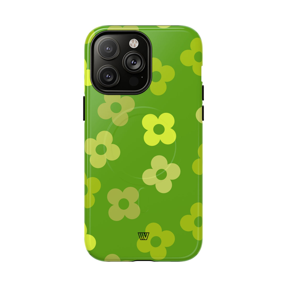 Green Retro Flowers MagSafe Tough iPhone Case – iPhone 14 Pro Max, Glossy