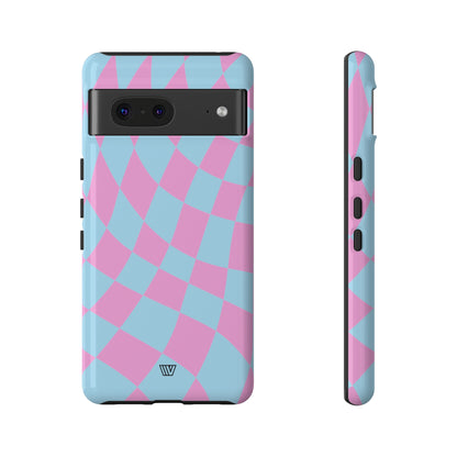 BLUE PINK CURVY CHECKERBOARD | Tough Phone Case - Trovvve