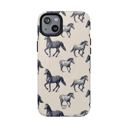 Horse Sketches MagSafe Tough iPhone Case – iPhone 14 Plus, Glossy