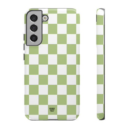 PALE OLIVE WHITE CHECKERBOARD | Tough Phone Case