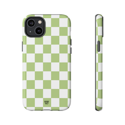 PALE OLIVE WHITE CHECKERBOARD | Tough Phone Case - Trovvve