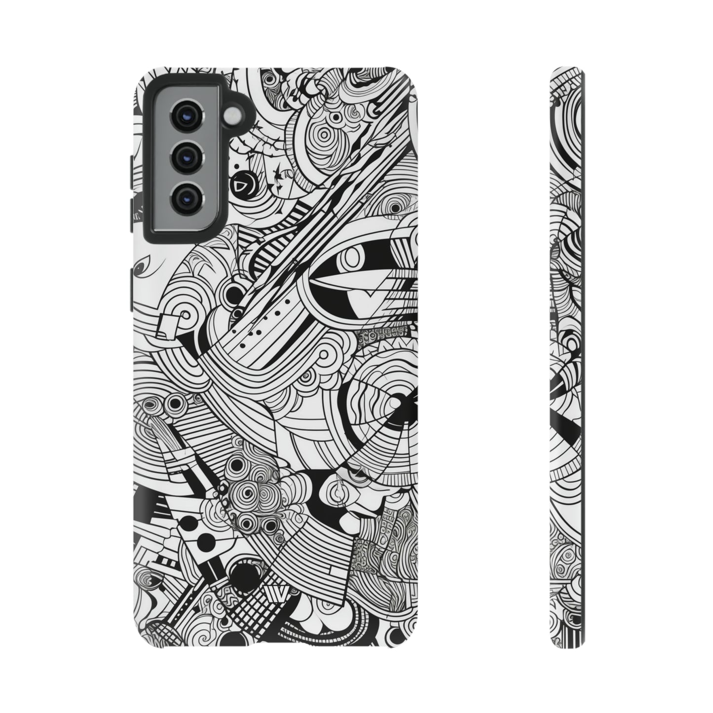 B&W ABSTRACT DOODLE | Tough Phone Case - Trovvve