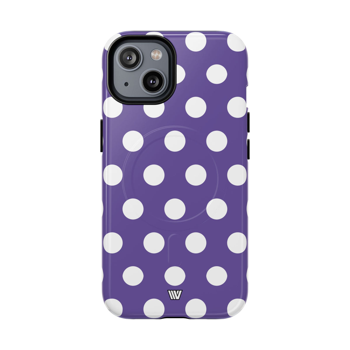 Purple Polka Dots MagSafe Tough iPhone Case – iPhone 14, Glossy