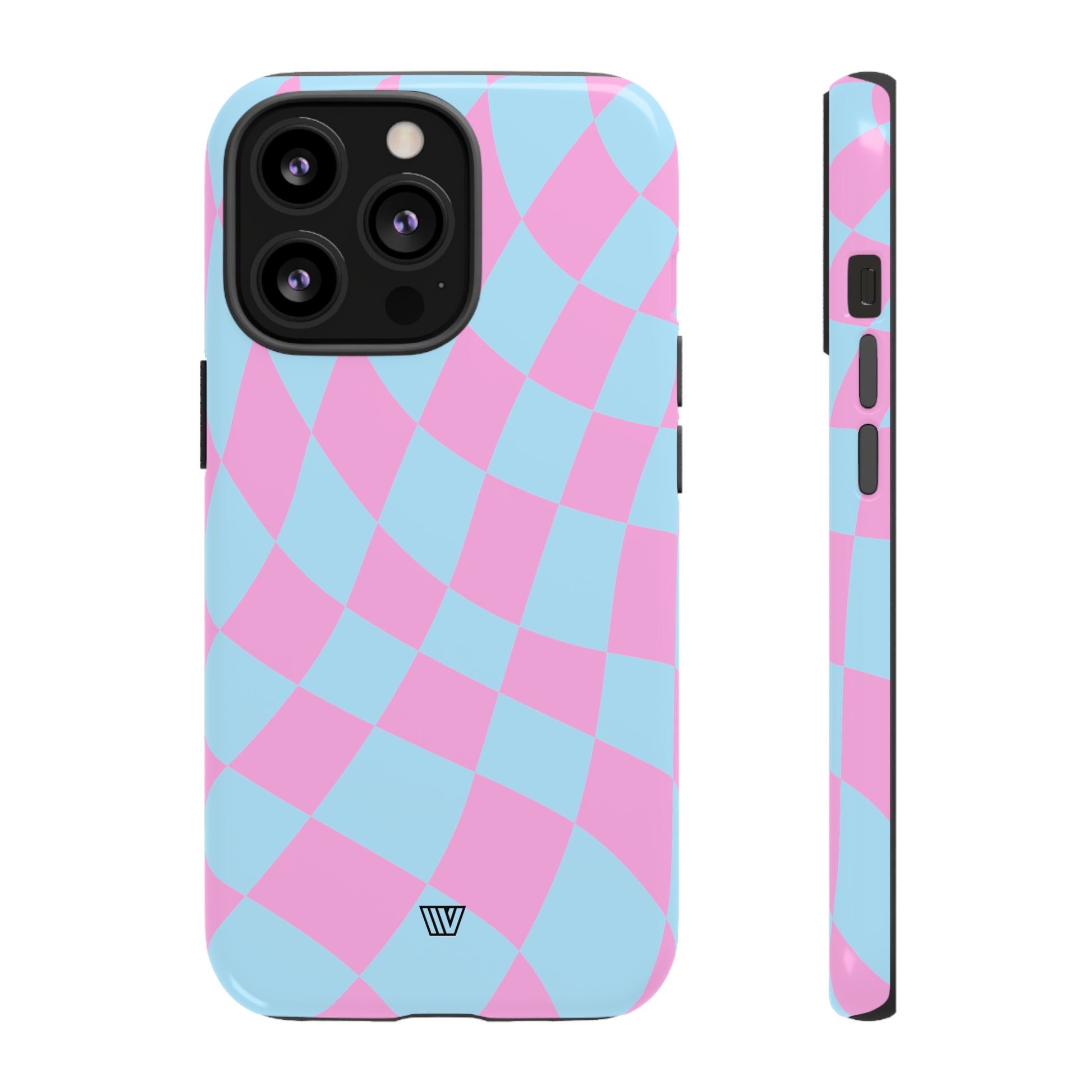 BLUE PINK CURVY CHECKERBOARD | Tough Phone Case - Trovvve