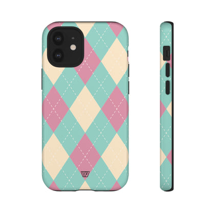 BLUE PINK BEIGE ARGYLE | Tough Phone Case