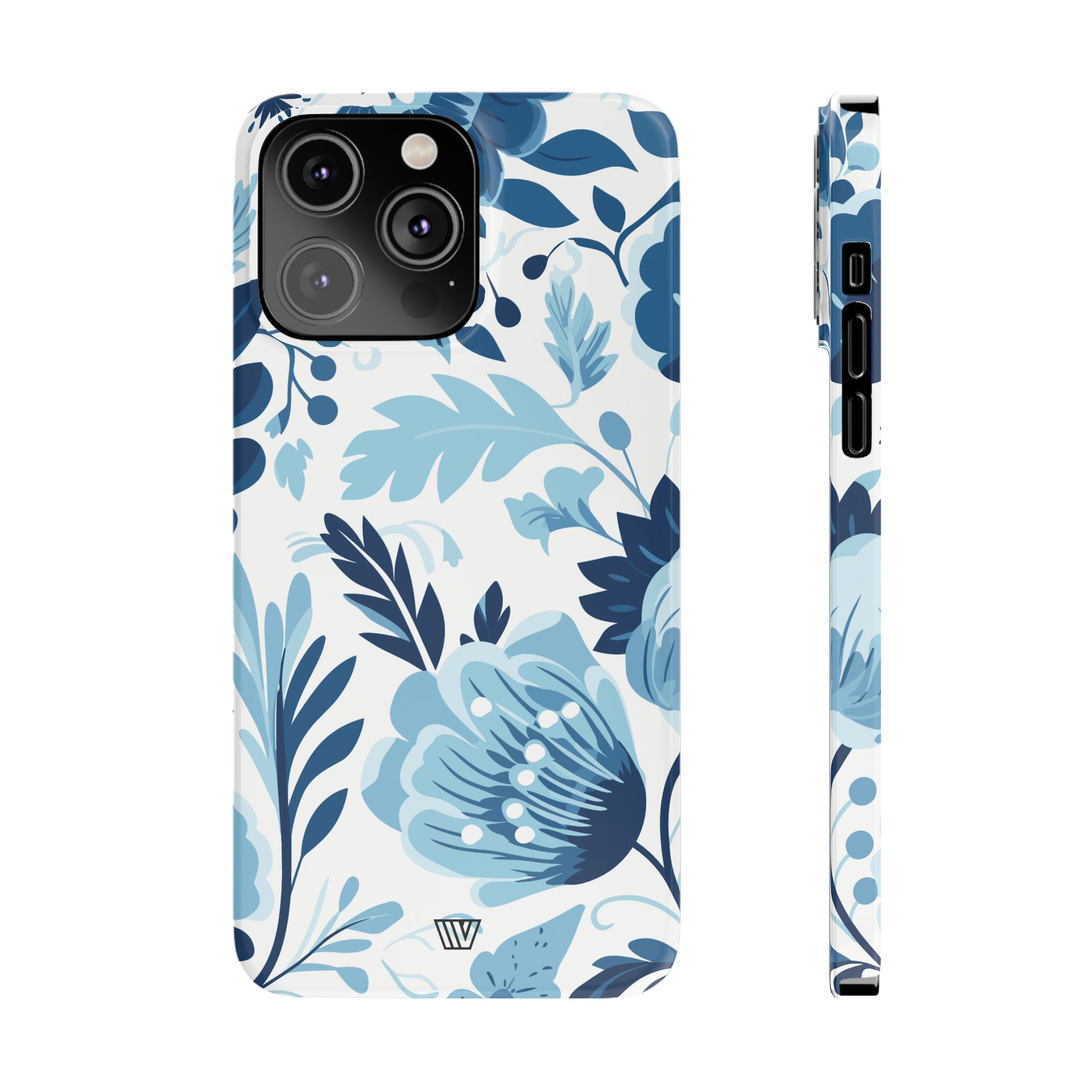 BLUE WHITE FLOWERS | Slim iPhone Case - Trovvve