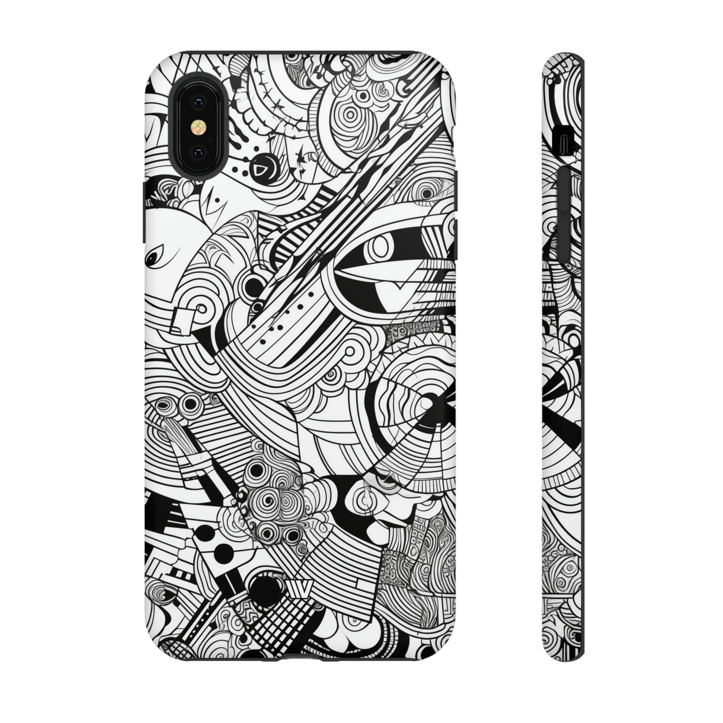 B&W ABSTRACT DOODLE | Tough Phone Case - Trovvve