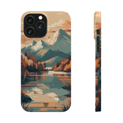 FALL MOUNTAIN RIVER LANDSCAPE | Slim iPhone Case - Trovvve