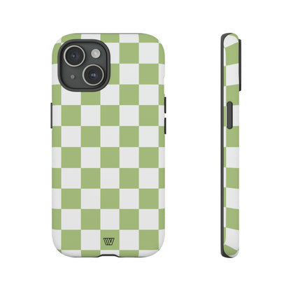 PALE OLIVE WHITE CHECKERBOARD | Tough Phone Case - Trovvve