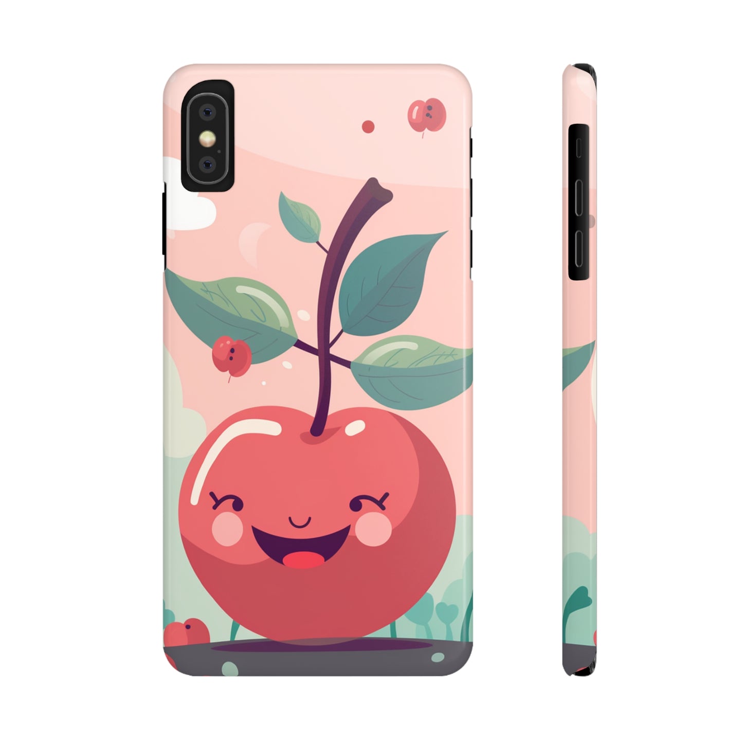 CHERRY FRUIT FACE | Slim iPhone Case - Trovvve