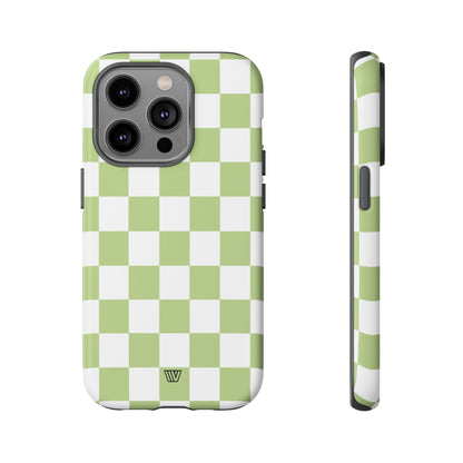 PALE OLIVE WHITE CHECKERBOARD | Tough Phone Case