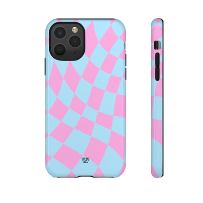 BLUE PINK CURVY CHECKERBOARD | Tough Phone Case - Trovvve