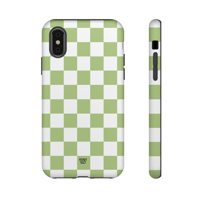 PALE OLIVE WHITE CHECKERBOARD | Tough Phone Case - Trovvve