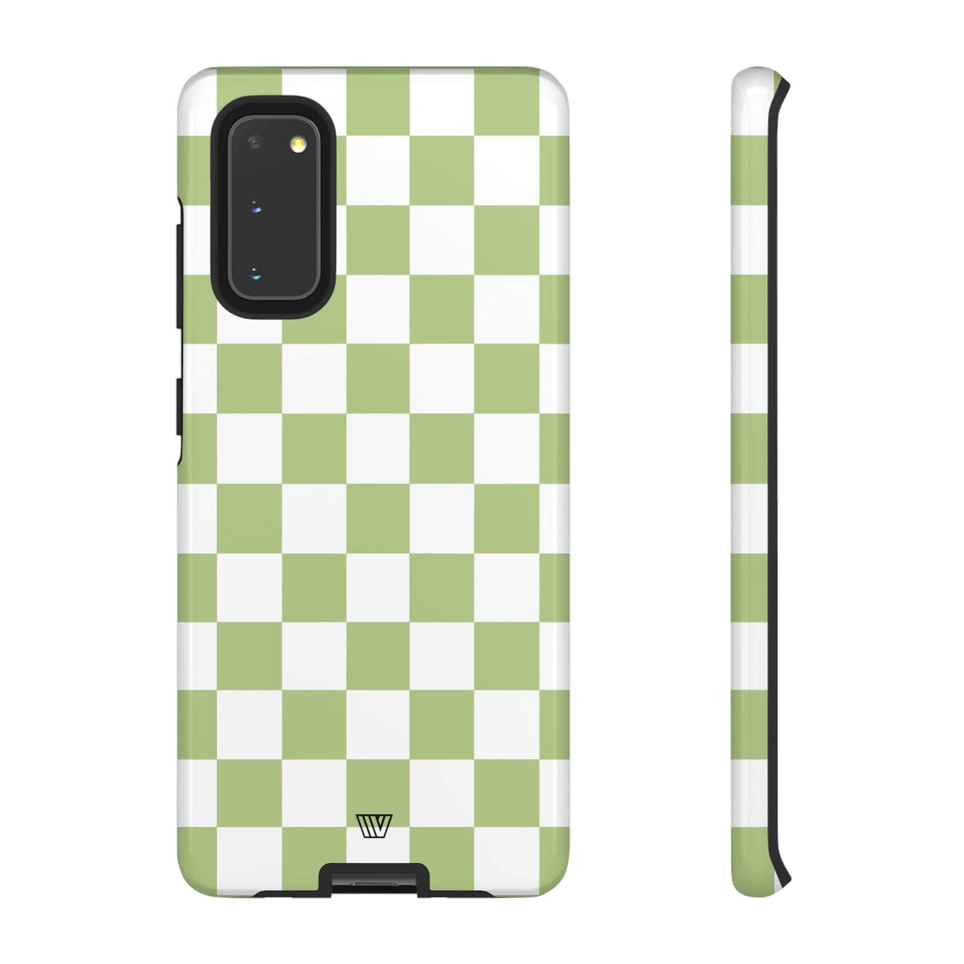 PALE OLIVE WHITE CHECKERBOARD | Tough Phone Case - Trovvve