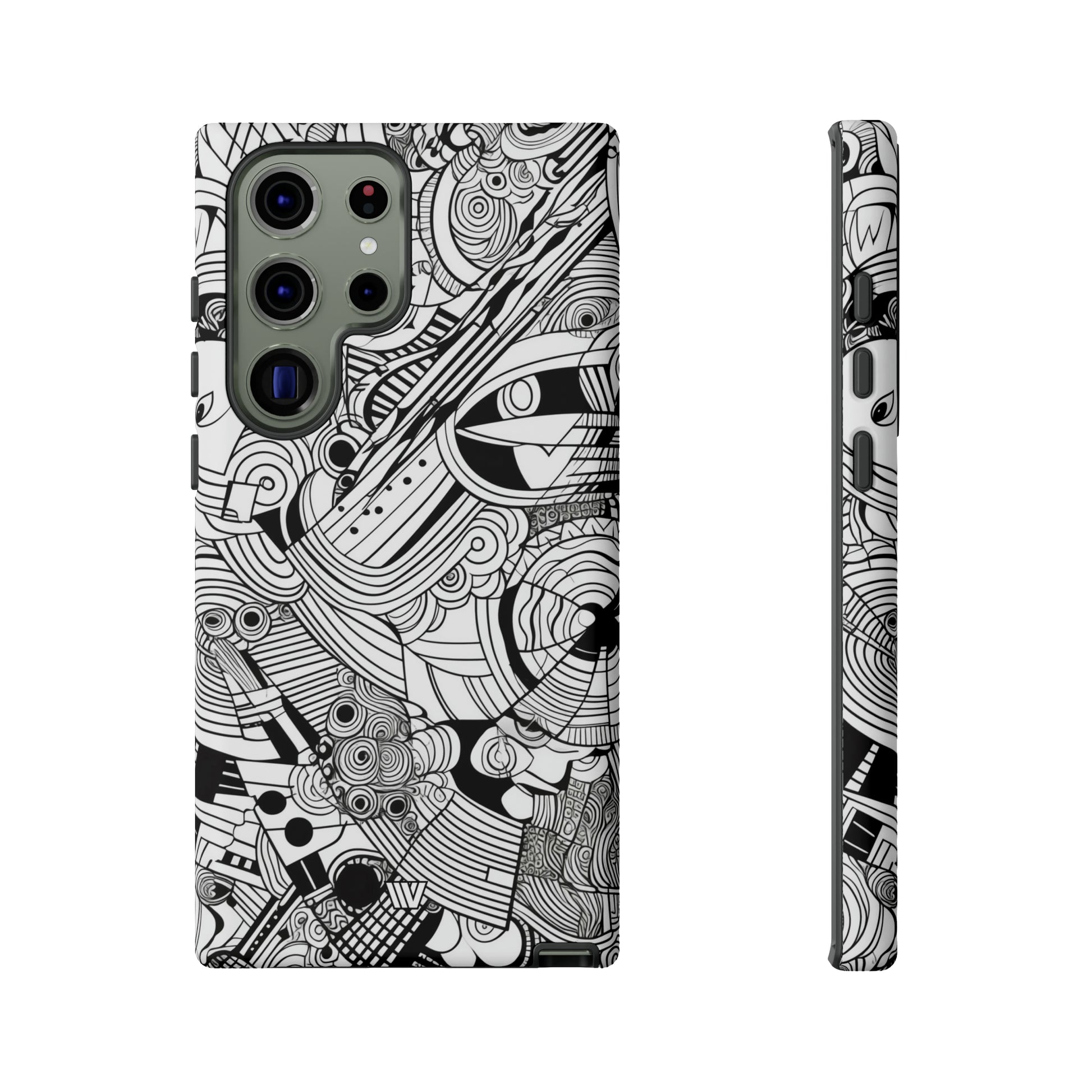 B&W ABSTRACT DOODLE | Tough Phone Case - Trovvve