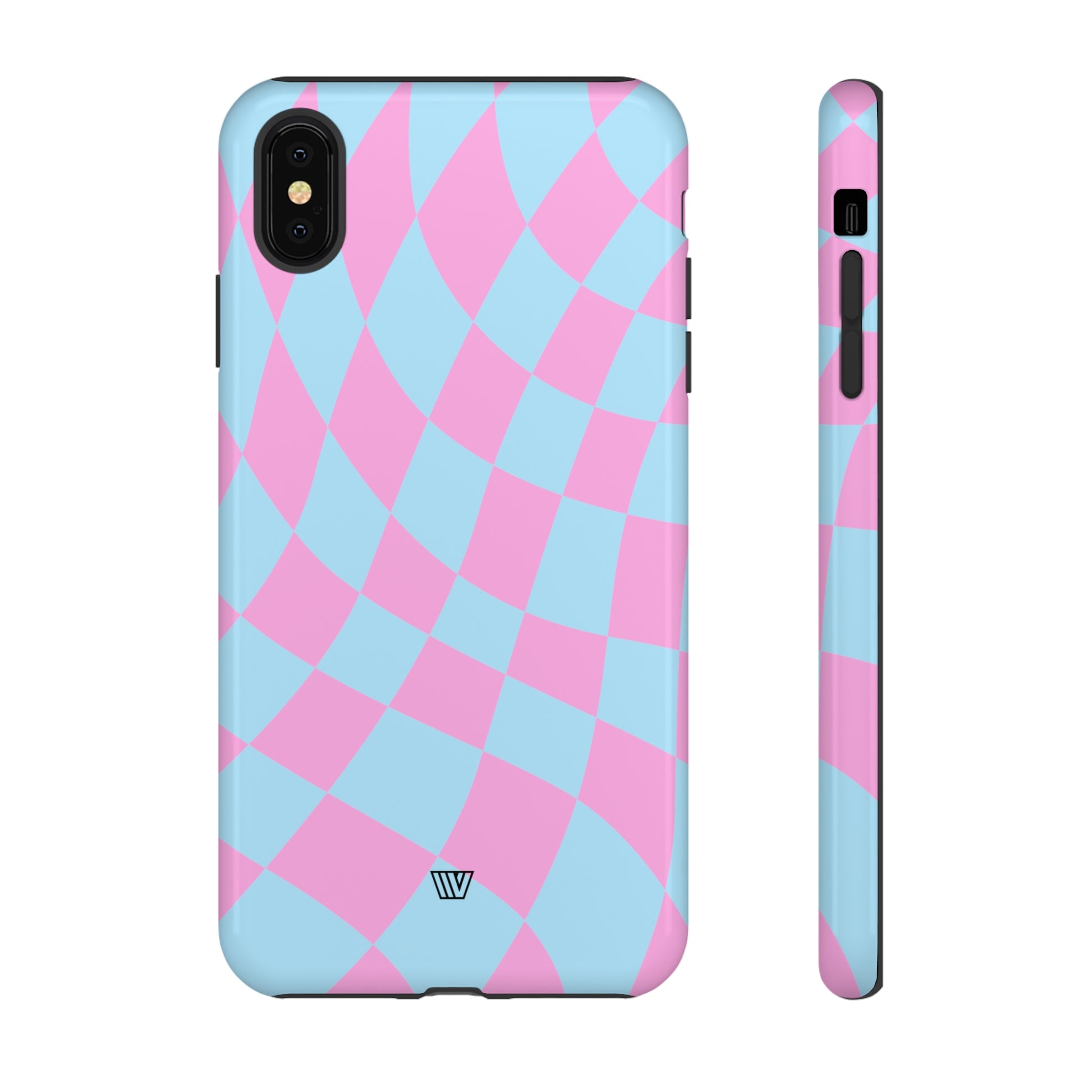 BLUE PINK CURVY CHECKERBOARD | Tough Phone Case - Trovvve