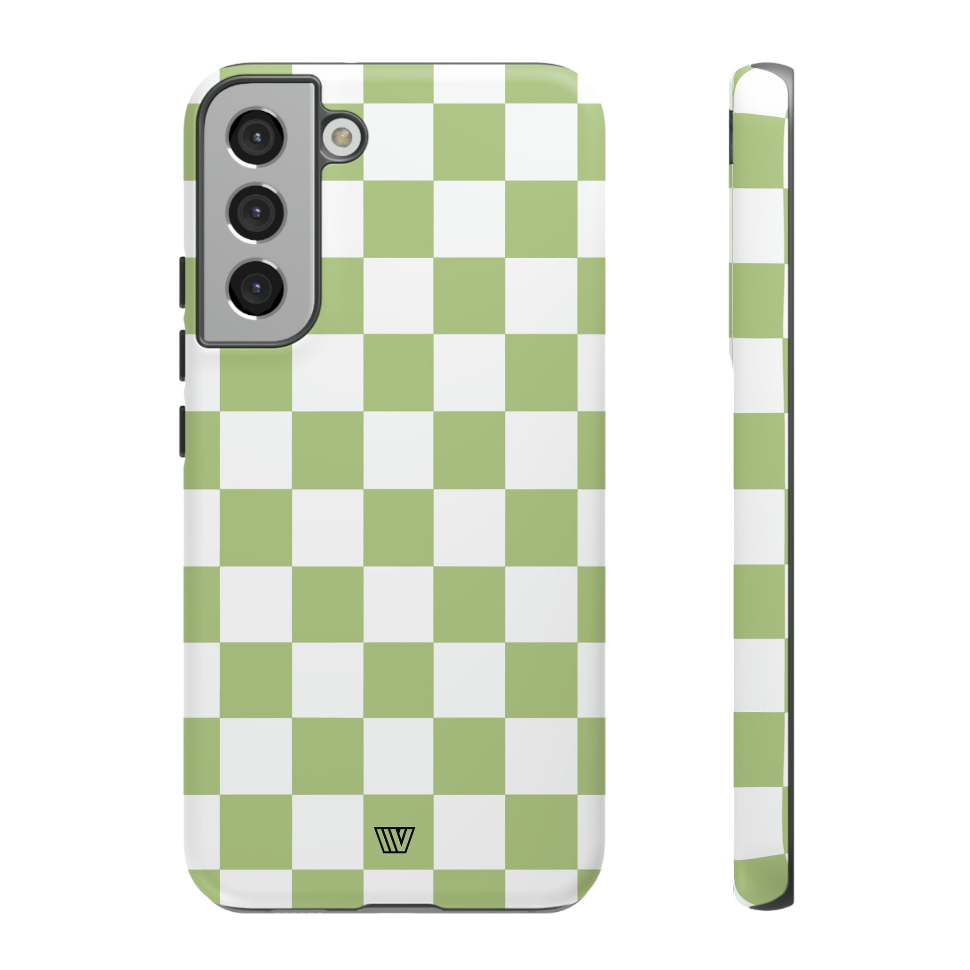 PALE OLIVE WHITE CHECKERBOARD | Tough Phone Case - Trovvve