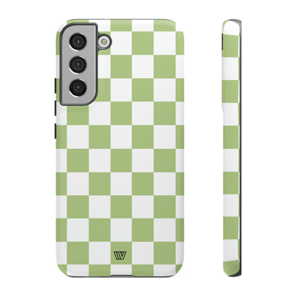 PALE OLIVE WHITE CHECKERBOARD | Tough Phone Case - Trovvve