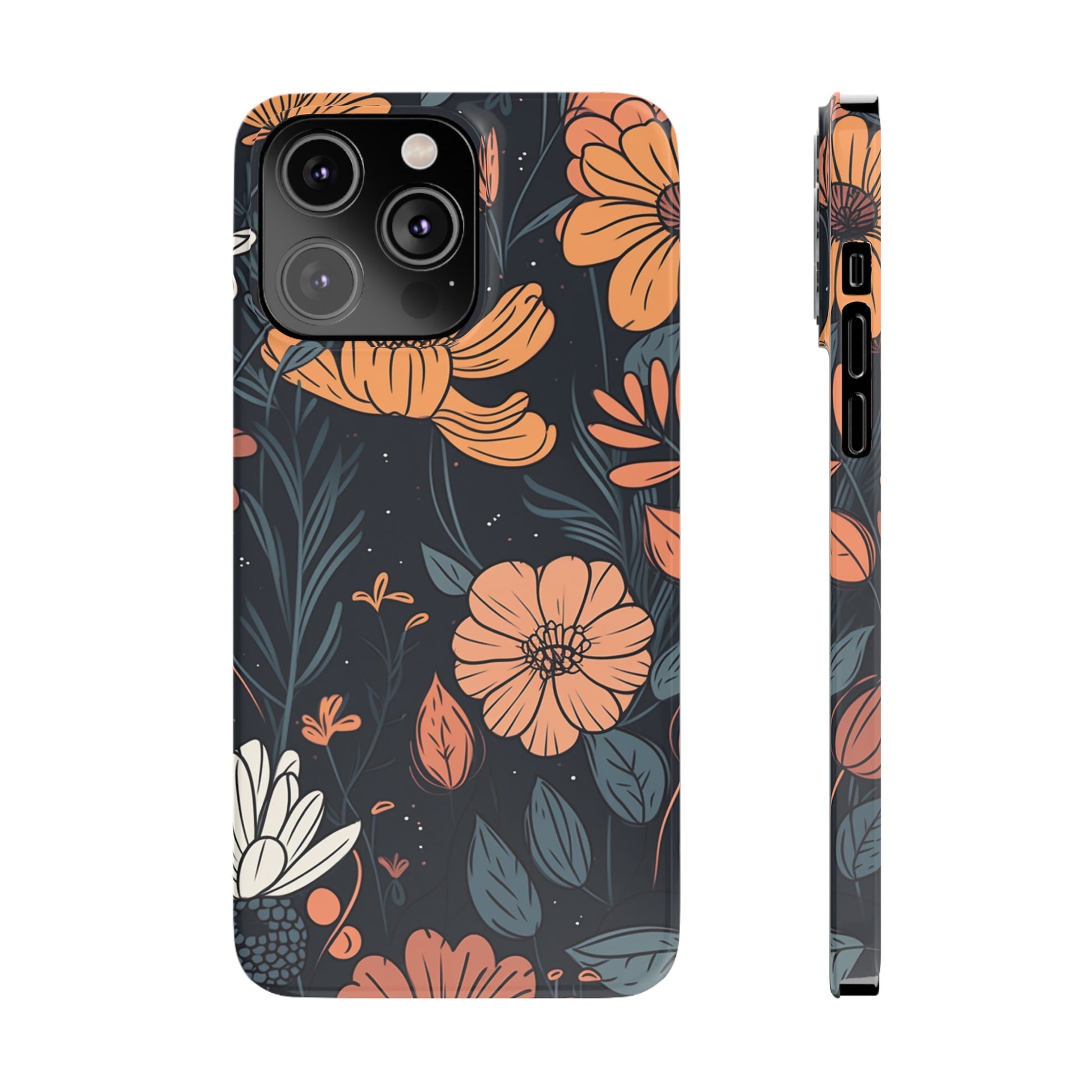 DARK FLOWER PATTERN  | Slim iPhone Case - Trovvve