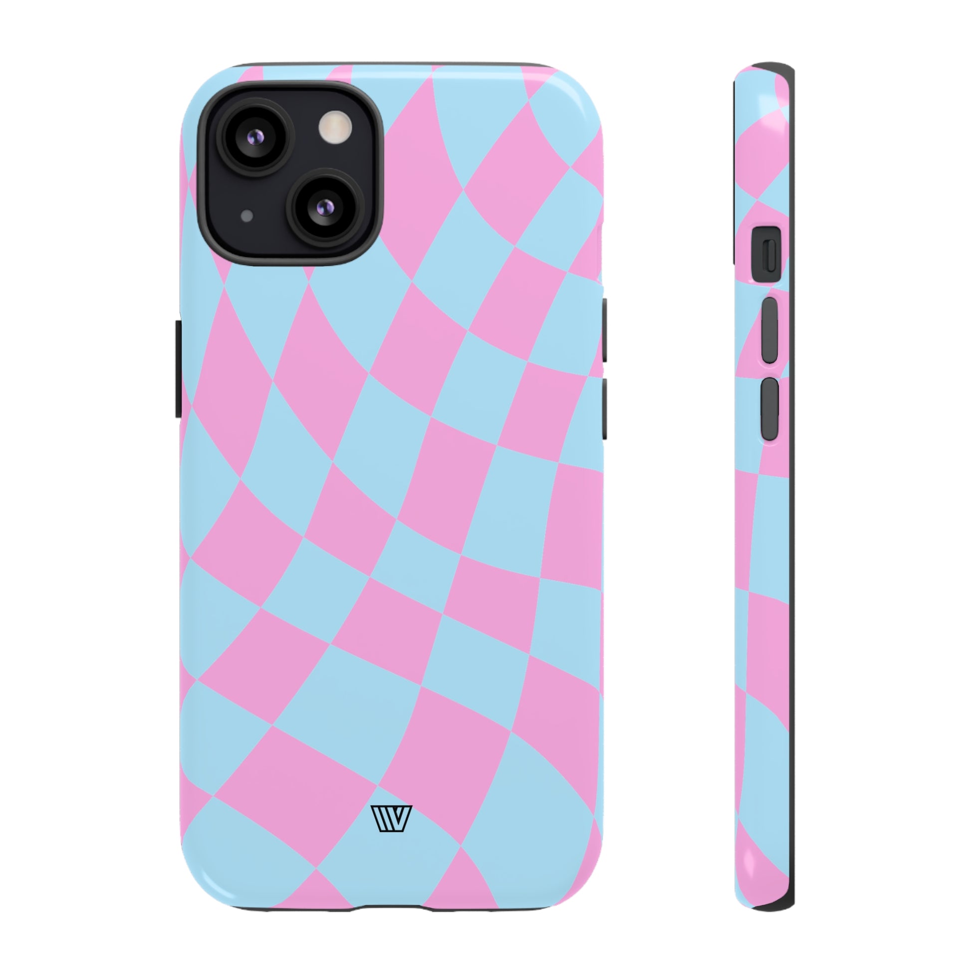 BLUE PINK CURVY CHECKERBOARD | Tough Phone Case - Trovvve